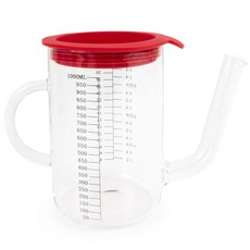 FOX RUN 量杯隔油壺, 1L, 透明+紅色