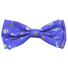 THE WORTHY DOG 印花蝴蝶結造型寵物項圈配飾 L號 13.3*6.4cm, 1個, 藍色+紅色