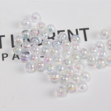 樺麗藝 手工飾品diy手作材料配件 10g亞克力透明AB彩圓珠 散珠 在台現貨 手鏈項鍊材料包, AB彩, 1套裝