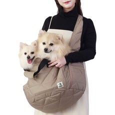 Onekosama 犬用絎縫工藝尼龍外出包, 1個, 卡其色