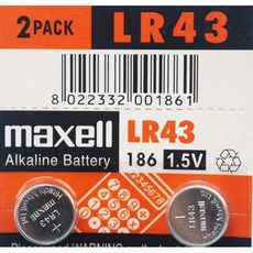 maxell LR43 186 鈕扣型電池 1.5V 手錶電池, 1個, 2