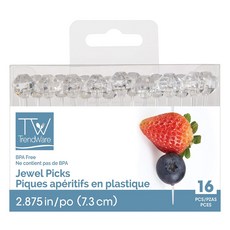 TrendWare 創意可轉換塑料鑽石頭珠寶挑選水果串午餐盒挑選 7.3 厘米, 清除, 1入, 16件