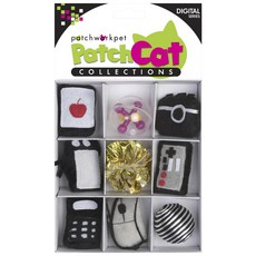 patchworkpet 3C系列造型寵物貓玩具 17.8cm 9入, 1個, 混色