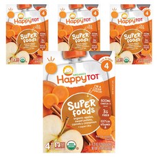 HAPPY TOT Superfood綜合蔬果泥 480g, 蘋果地瓜胡蘿蔔肉桂超級奇亞籽口味, 4包