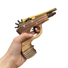 寶媽角落生活館 木製橡皮筋手槍 連發玩具槍 兒童安全玩具 連續發射童玩, 木色, 1個