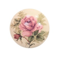 Mydiy 陶瓷把手，日本鄉村風玫瑰花圖案，直徑37mm米色設計