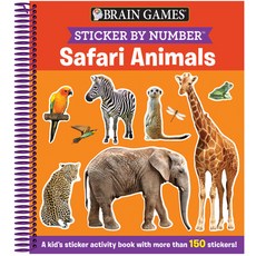 Brain Games - Sticker by Number: Safari Animals: A Kid's Sticker Activity Book with More Than 150 St... Spiral, Publications International,..., 英文, 螺旋裝訂