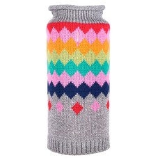 THE WORTHY DOG 彩色菱格紋寵物針織毛衣, 混色