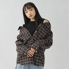 LOVETOXIC 女童款多層次背心格紋長袖襯衫