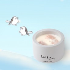 Lotin香氛蠟燭禮盒組(粉水晶 飾品自選) - 浪漫香氛，提升生活品味, 長尾山雀針式耳環