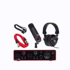Focusrite Scarlett 2i2 錄音介面套組, 超值套組 含耳機 導線 麥克風 錄音介面