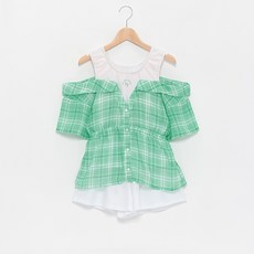 LOVETOXIC 假兩件式襯衫泳衣, 綠色+白色