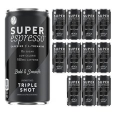 KITU Super Espresso 咖啡因 L-茶氨酸 Bold & Smooted Unsweetened Triple Shot, 12件, 177ml