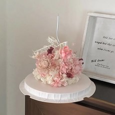 Flora Flower 永生繡球花蛋糕-裸粉 (不可食用) 居家裝飾 永生花禮 拍照道具, 裸粉