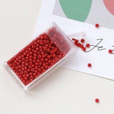 3mm馬卡龍彩色亮面玻璃米珠 15克/盒 DIY手工飾品配件 串珠材料, 紅色, 1套裝