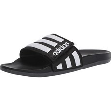 adidas 愛迪達 Core Slices白色條紋男女通用一般拖鞋, 9, 黑色的
