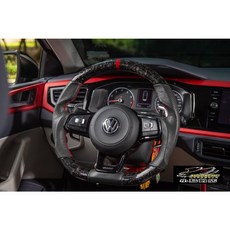 小鳥的店 GOLF POLO GTI RLINE 鍛造碳纖維紅環牛皮方向盤 變形蟲造型改裝方向盤
