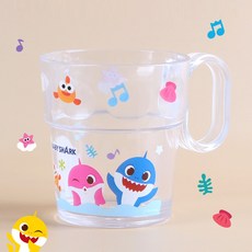 碰碰狐 鯊魚家族 鯊魚寶寶 透明握把杯 - 不含BPA 環保兒童水杯 韓國製, 混色, 1個, 240ml