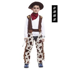 瘋狂派對 萬聖節服裝 兒童變裝服-西部小牛仔, L
