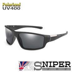英國ANSNIPER SP-KP011-1906 UV400保麗萊REVO鏡片運動款男士偏光太陽眼鏡, 黑框灰片, 1個