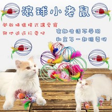 滾球小老鼠寵物玩具 籠中鼠逗貓玩具 雙色絨毛小老鼠, 詳見包裝, 詳見包裝, 滾球小老鼠_7cm