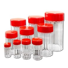 八角中藥罐 1-10號 (紅蓋塑膠罐), 4號(1入)