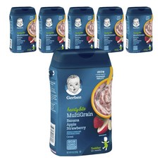 Gerber 嘉寶 嬰兒多穀燕麥糊227g, 6個, 香蕉 蘋果 草莓口味