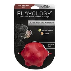 PLAYOLOGY 寵物狗用牛肉味彈跳球玩具 L號 15.9~27.2kg, 1個, 紅色的