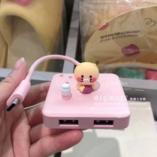 韓國 KAKAO FRIENDS 5合1 USB Type C 分接器 平板電腦適用 可愛造型, 粉色, 1個
