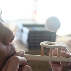 DIY原木色木吹球 可彩繪木管平衡吹球 神奇吹汽球 吐球玩具, 一個入, 1個