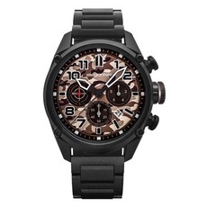 elegantsis 戰地迷彩三眼計時手錶，咖啡x黑，48mm大錶盤，軍事風格，時尚男錶, 咖啡x黑