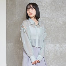 LOVETOXIC 女童款短版蝴蝶結長袖襯衫+內搭細肩帶背心套裝