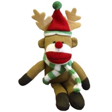 Lulubelles Sock Monkey Max Raindeer 幼犬毛絨玩具, 1個, 混色