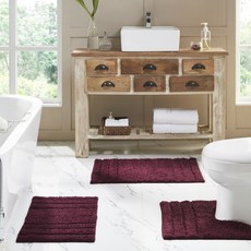 Olivia Grey Erin 棉質浴毯防滑墊 3 件套, 1個, 勃艮第