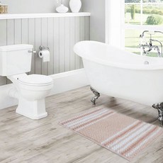 奧利維亞灰色歐文條紋漸變色雪尼爾浴室地毯防滑墊 43.2 x 61cm, 1個, 臉紅