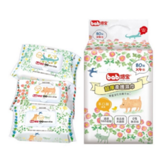 培寶超厚柔護濕巾80抽，手口臉專用，雙重淨化，SGS檢驗，寶寶濕巾, 80抽