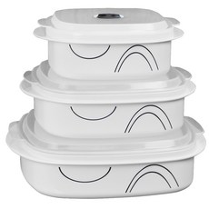 Corelle 康寧 印花可微波保鮮盒 3入, 1個, Simple Lines