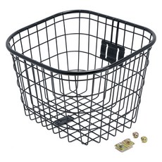 穩固鋼絲自行車前籃, 1個, 黑色