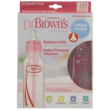 Dr.Brown's 布朗博士 Natural Flow奶瓶 250ml 3入, 粉色, 第1階段(0個月以上)