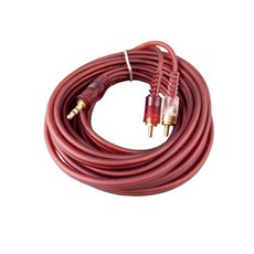 {現貨}高屏蔽3.5MM對2RCA音頻線鍍金頭- 10米 15米, 3.5MM對2RCA音頻線, 1個
