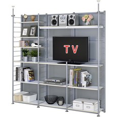 巴塞隆納 S180TV 伸縮屏風電視架置物架 多功能收納櫃 可調高度 客廳隔間櫃, +增高器2支+下段遮蔽窗貼,無需加購, 1個