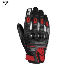 SPIDI G-CARBON 碳纖維短手套 防護 耐磨 可觸控 CE認證 男女款式, 黑紅
