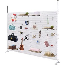 巴塞隆納 頂天立地246一片式溝槽板屏風置物架, 白色