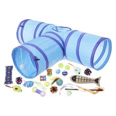 Frisco 寵物貓用絨毛玩具 + 逗貓棒 + 球 + 三角隧道綜合玩具包 內含貓薄荷 20件入, 1個, 綜合