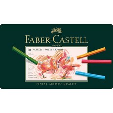 德國 FABER-CASTELL 輝柏 Artists POLYCHROMOS 藝術家級 綠盒 粉彩條-60色鐵盒裝, 詳見包裝