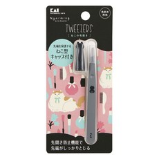 KAI 貝印 貓咪圖案鑷子, 1個, 灰色