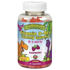 KAL DINOSAURS 維他命D-3 400IU覆盆子軟糖, 90顆, 1罐