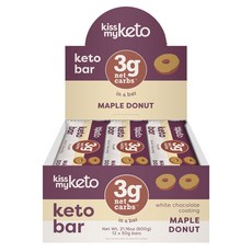 Kiss My Keto 白巧克力塗層棒 50g, 12入, 楓甜甜圈