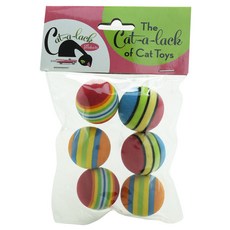 Cat-a-lack 貓玩具條紋球, 6件, 混色