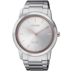 CITIZEN Eco Drive 極簡魅力鈦金屬光動能錶(AW2024-81A)，銀色錶盤，鈦金屬錶帶，光動能